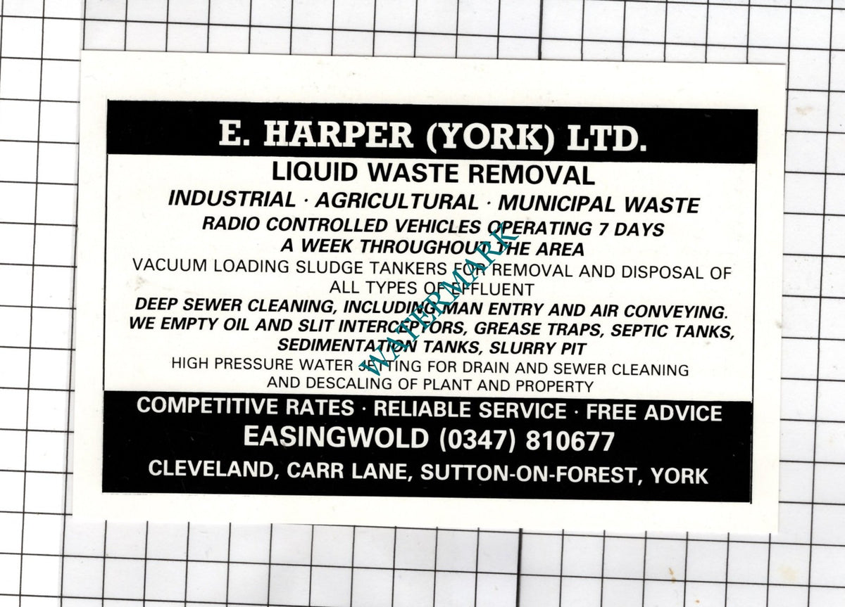 E Harper (York) Ltd Cleveland Carr Lane Sutton-on-Forest York - c.1980 Advert