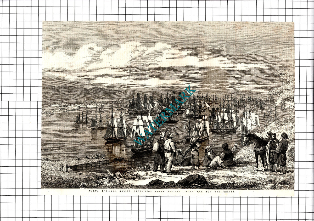Varna Bay Allied Expedition Fleet Crimea - 1854 Clipping / Print