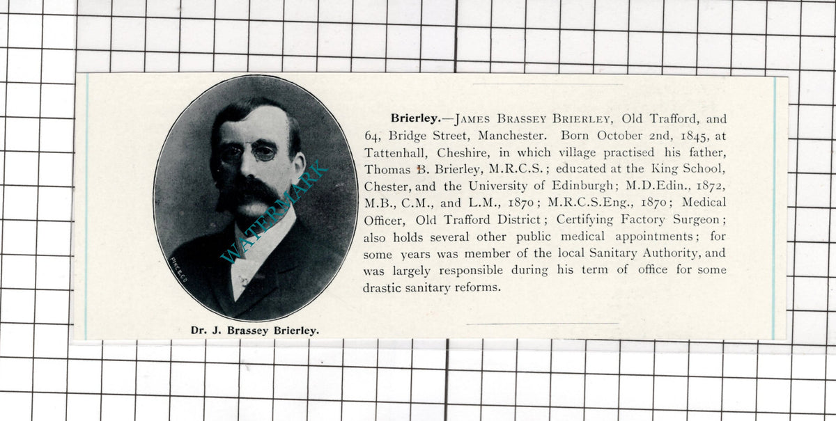 James Brassey Brierley Old Trafford Manchester - c.1900 Cutting