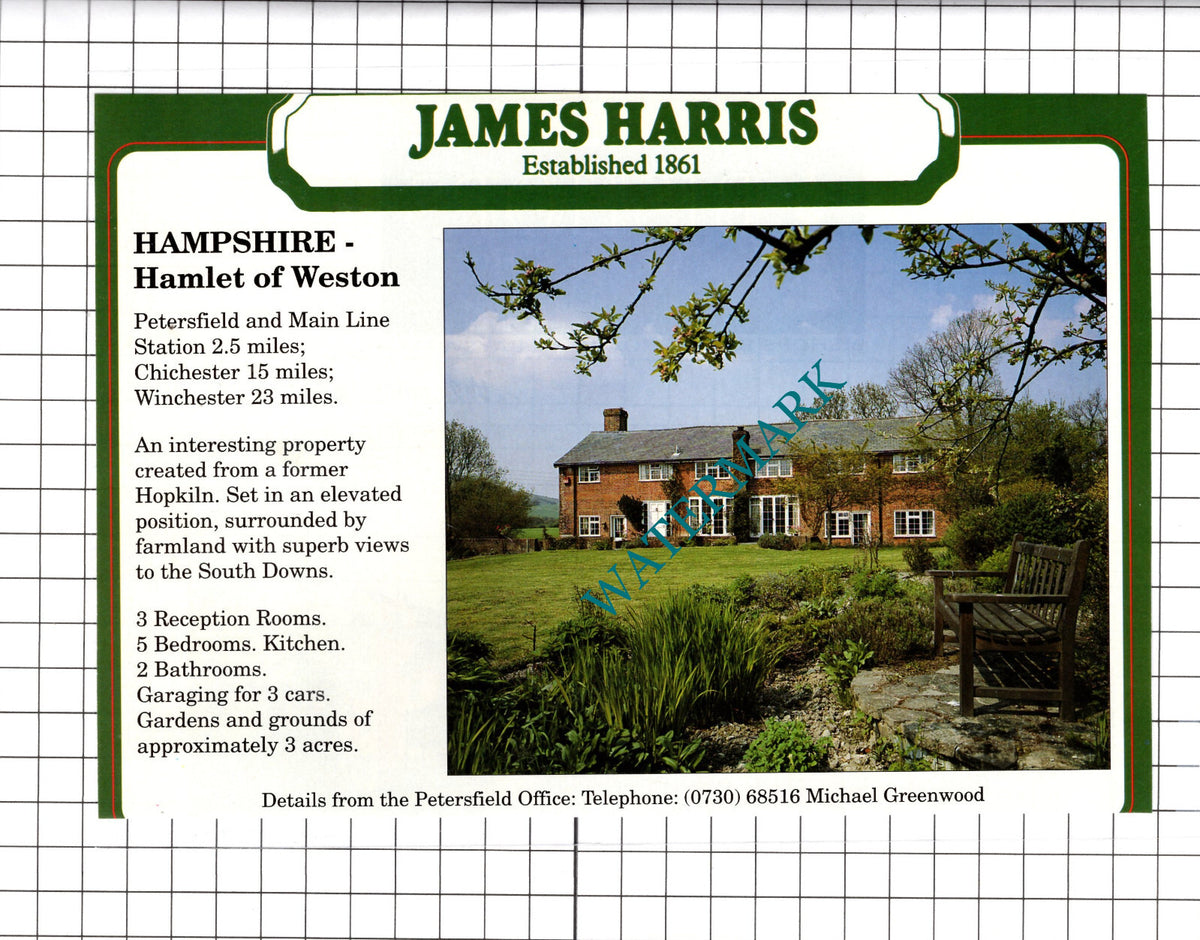 Weston Hampshire Petersfield Hopkiln House Sale Advert- 1991 Cutting