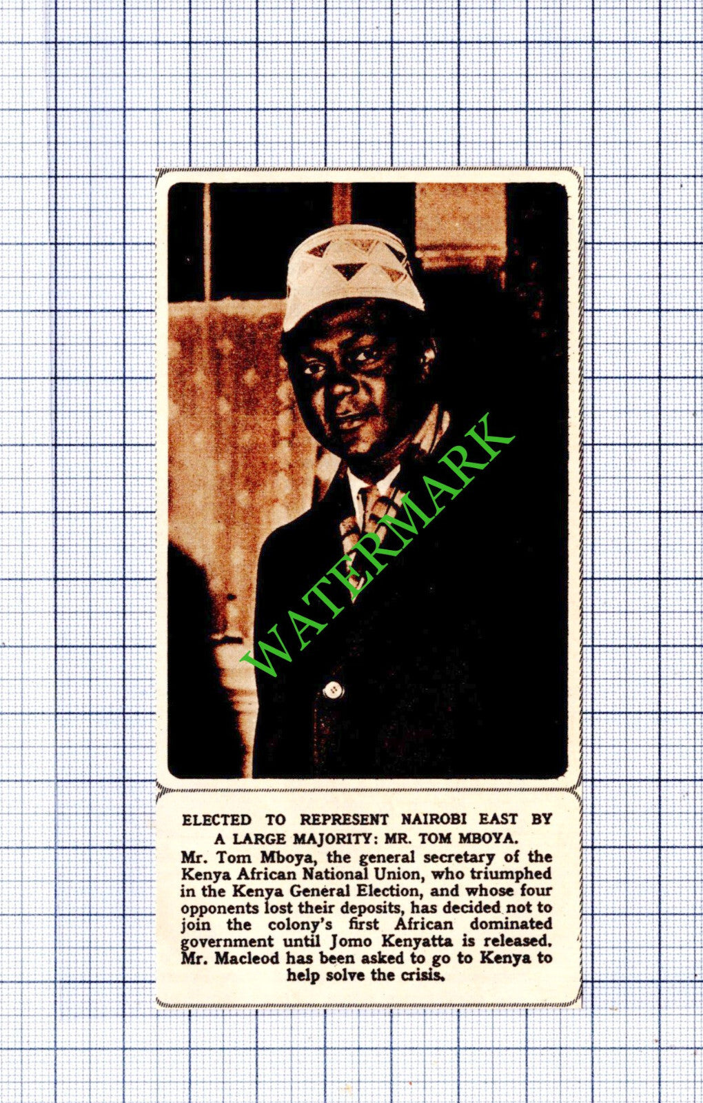 Mr Tom Mboya Kenya African National Union - 1961 Small Cutting