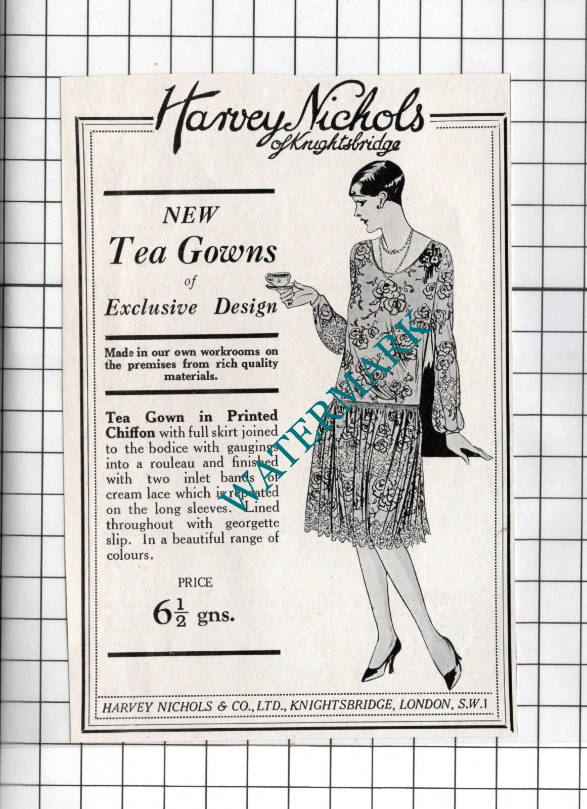 Harvey Nichols Of Knightsbridge Small Advert - 1927 Clipping