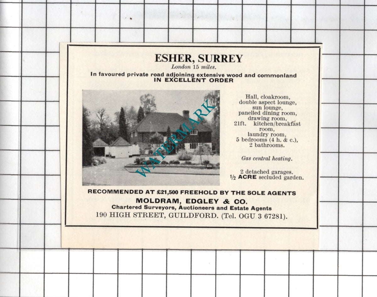 Esher Surrey - 1967 Small House Sale Advert