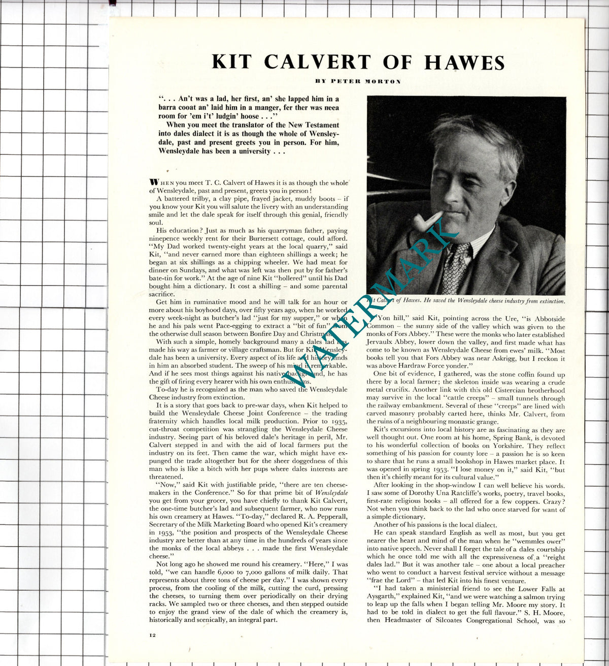 Kit Calvert of Hawes Yorkshire - 1956 Article