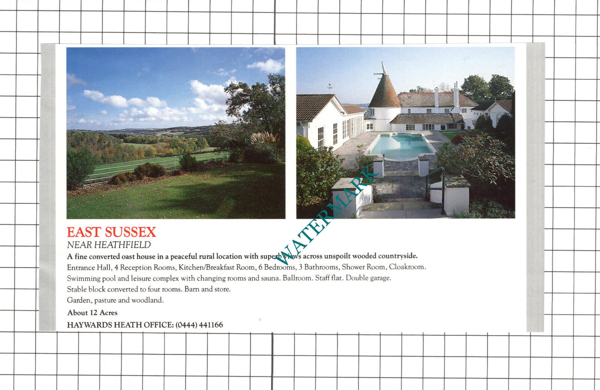 Alton Hampshire / Heathfield Sussex Oast House - c.1990 House Sale Advert