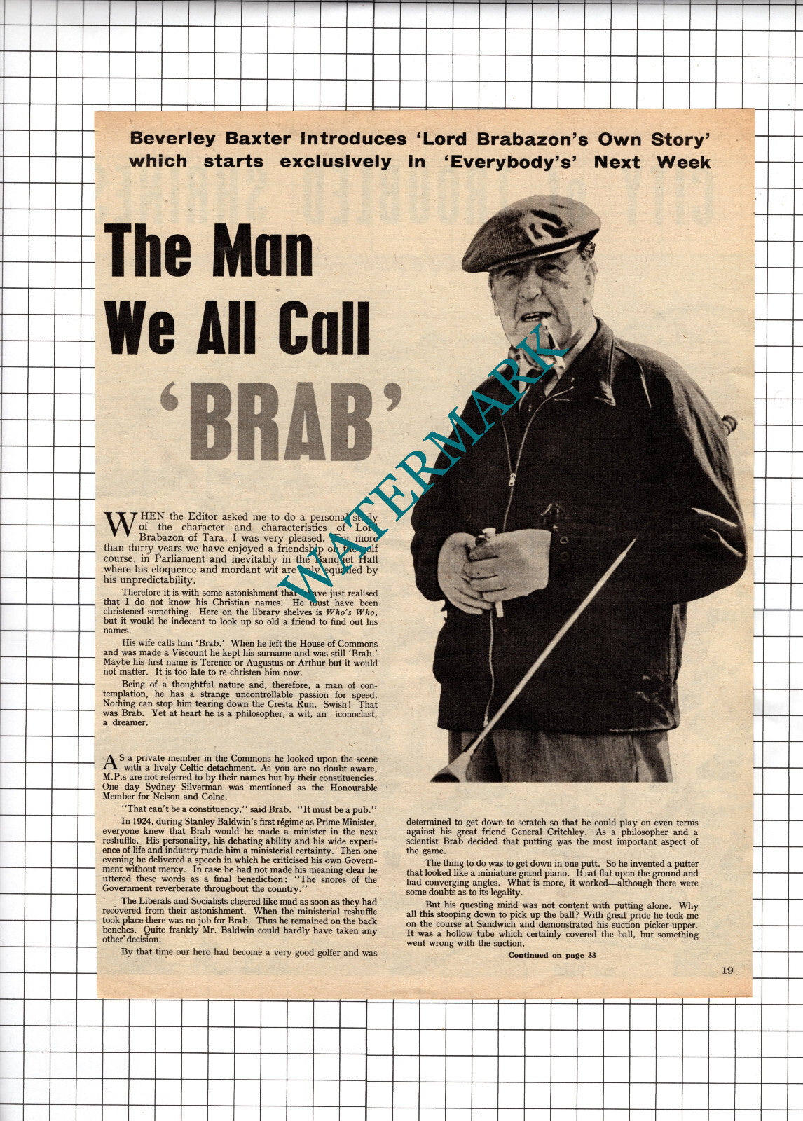 Lord Brabozan Of Tara - 1955 Article