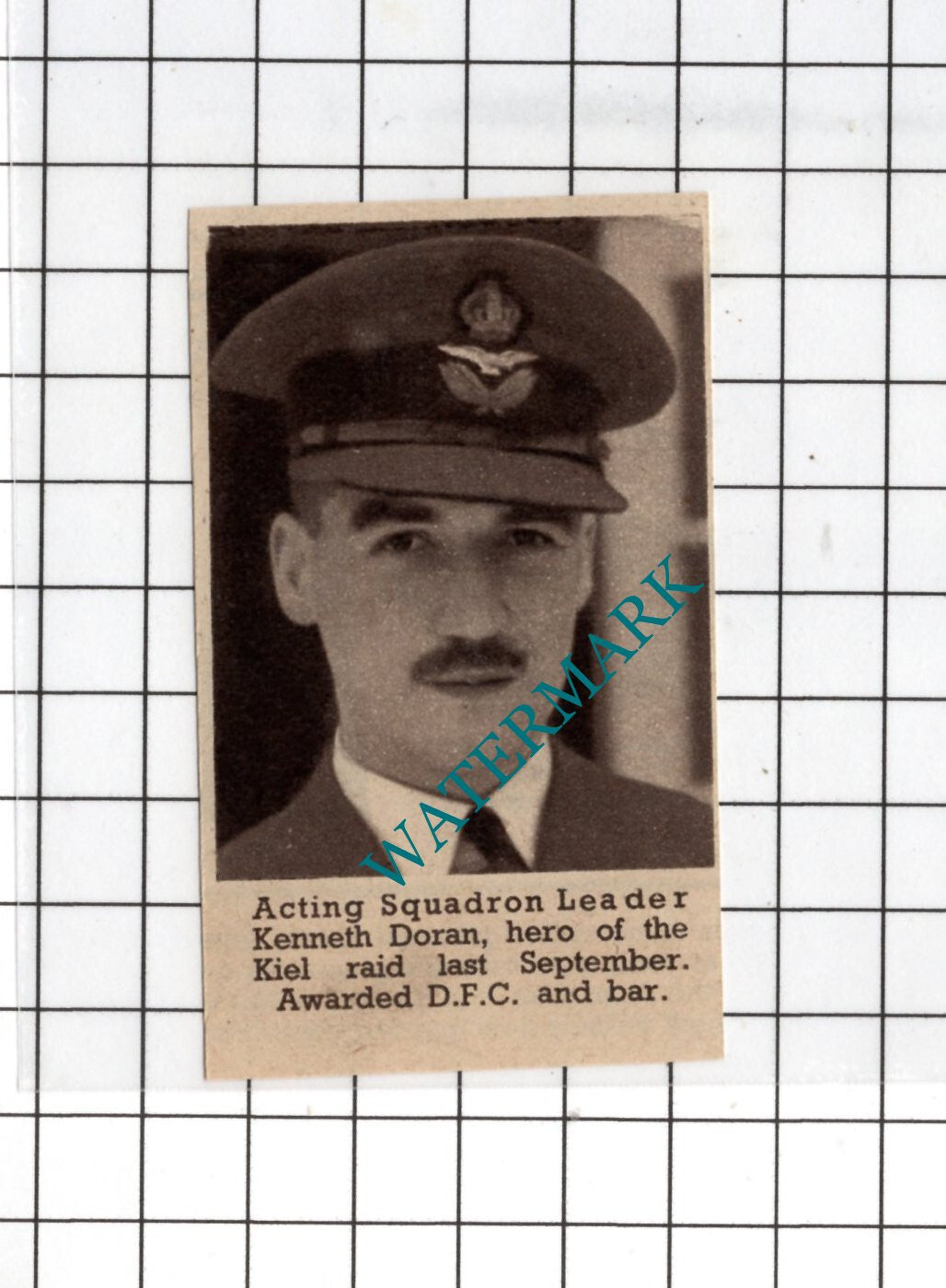Squadron Leader Kenneth Doran Kiel Raid WW2 - 1940 SMALL News Clipping