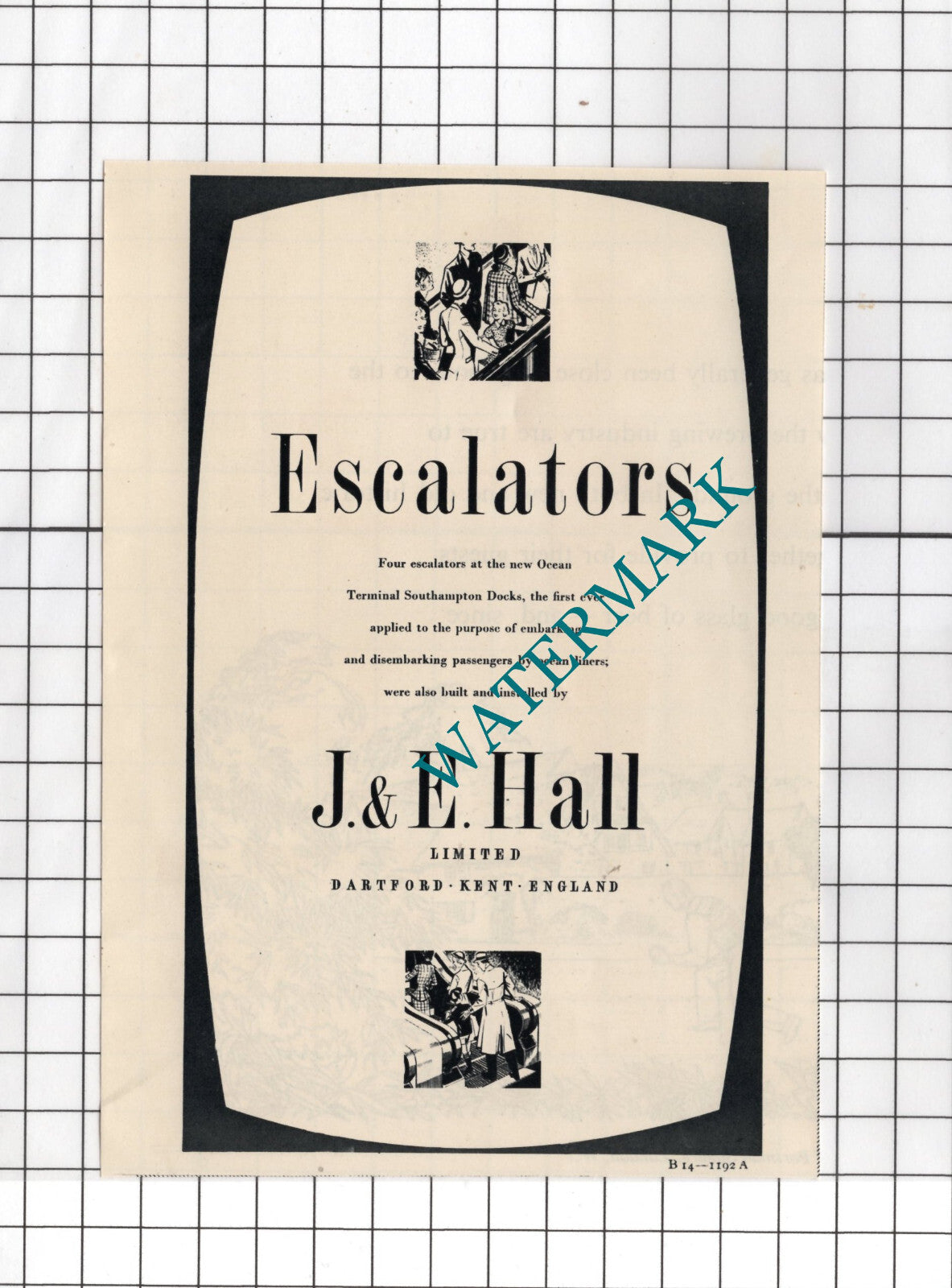 J & E Hall Ltd Dartford Kent Escalators ADVERT - 1950 SMALL Cutting