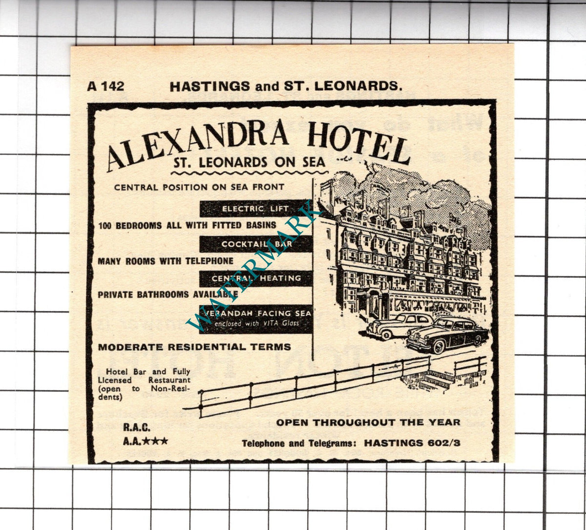 Alexandra Hotel St Leonard's On Sea Hastings Small Advert - 1958 Cutting