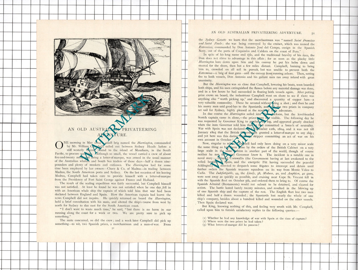 Mr William Campbell Brig Ship Boat HARRINGTON - c.1899 Article