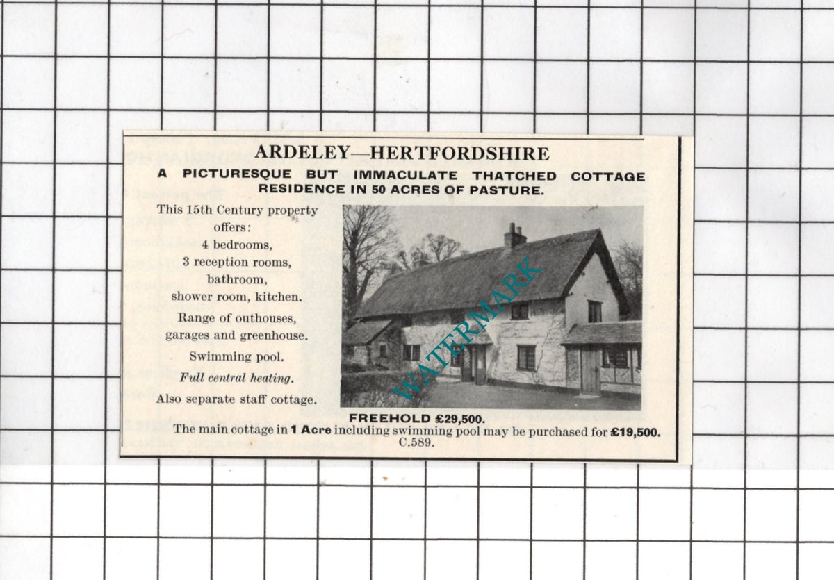 Ardeley Hertfordshire - 1967 SMALL House Sale Advert