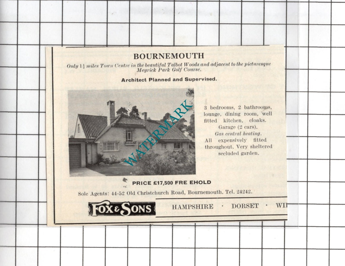 Bournemouth Dorset SMALL House Sale Advert - 1967