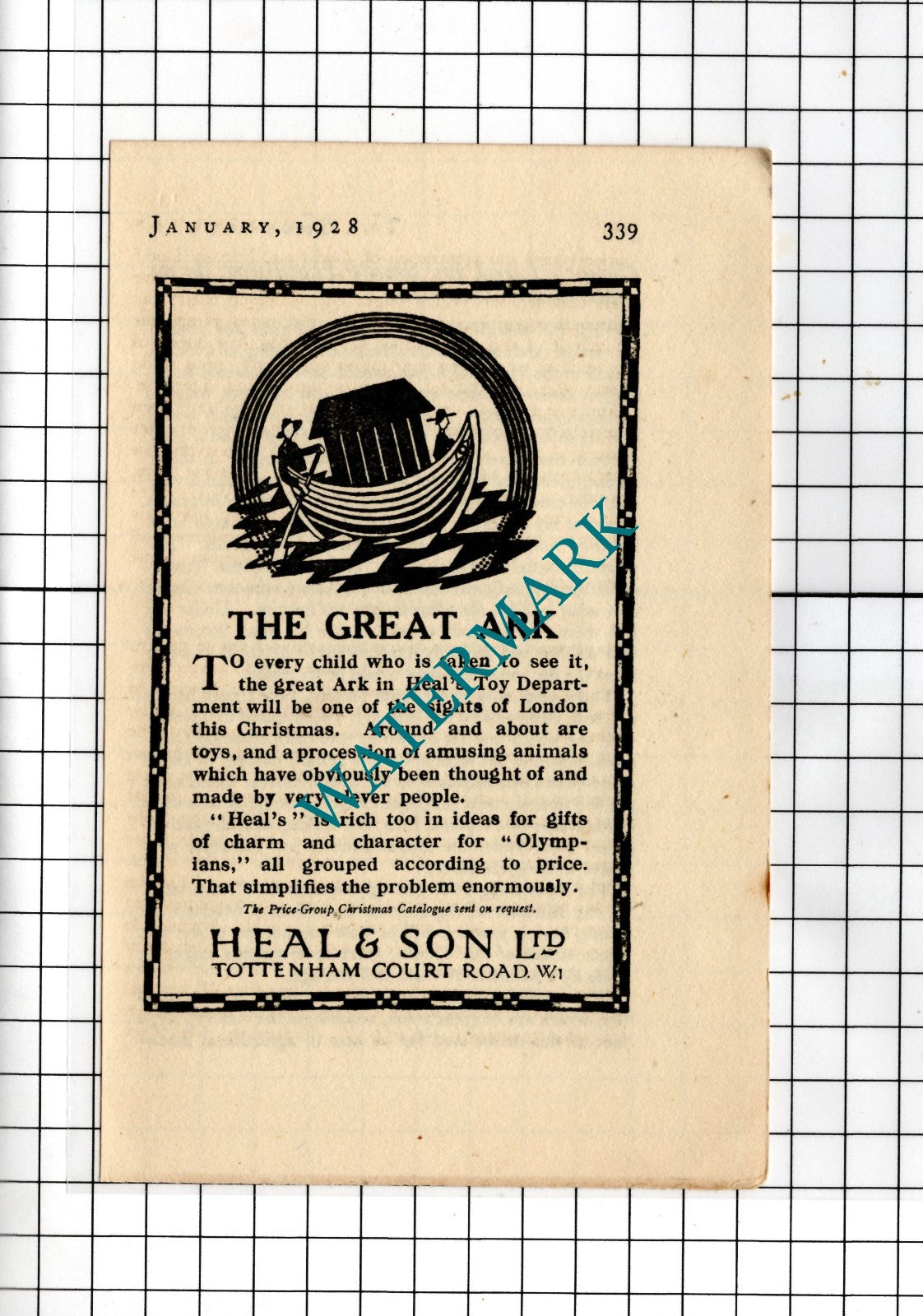 Heal & Son Ltd Tottenham Court Road London - 1928 Small Advert