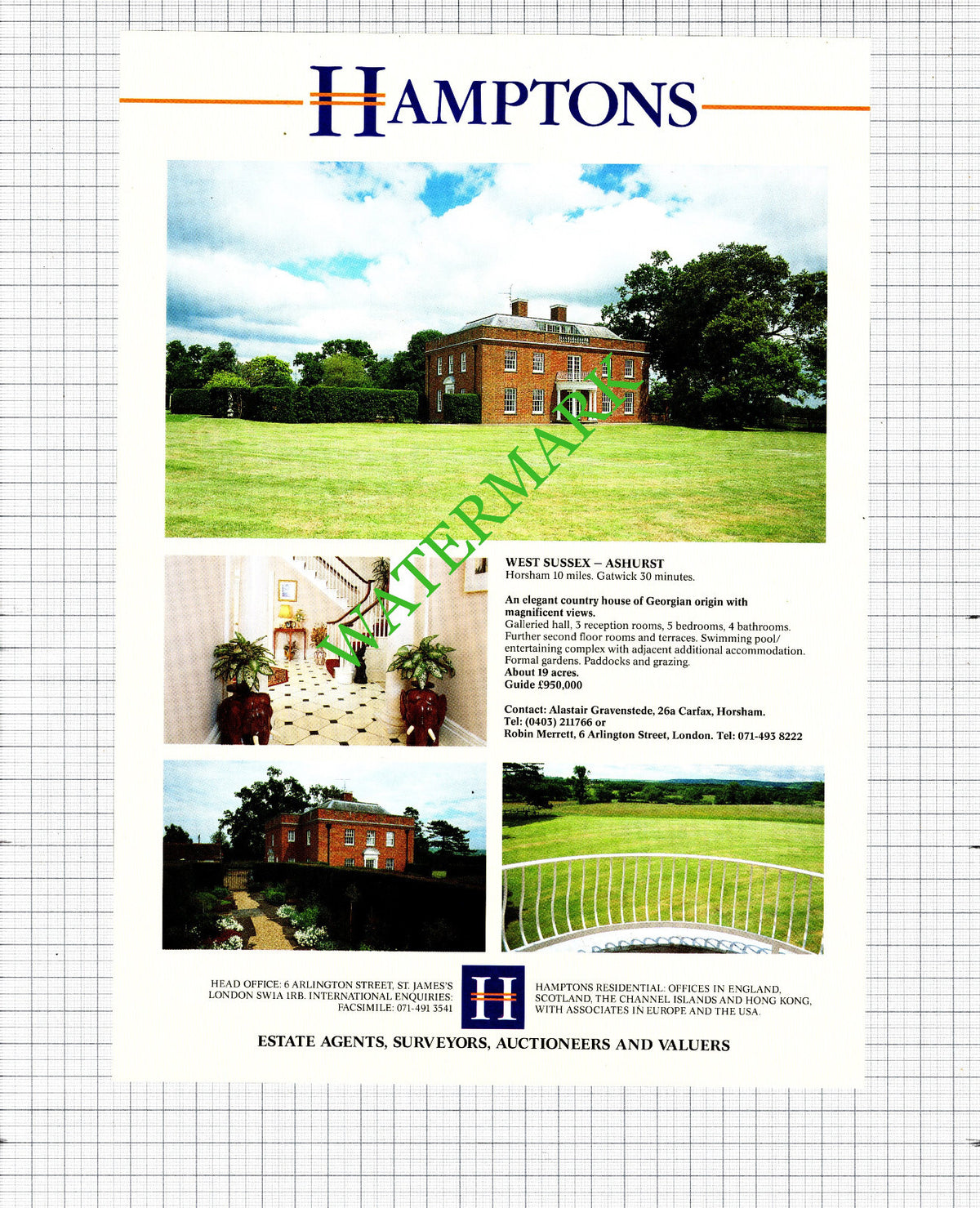 Ashurst West Sussex House Sale Advert - 1991 Cutting