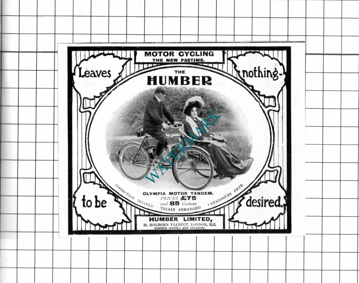 Humber Ltd Olympia Motor Tandem - 1903 Small Advert / Print