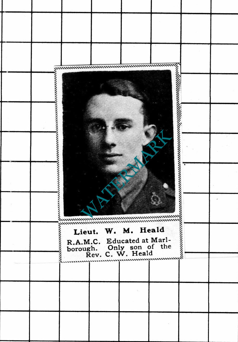 Lt W M Heald RAMC Rev CW Heald WW1 - c.1918 SMALL Clipping