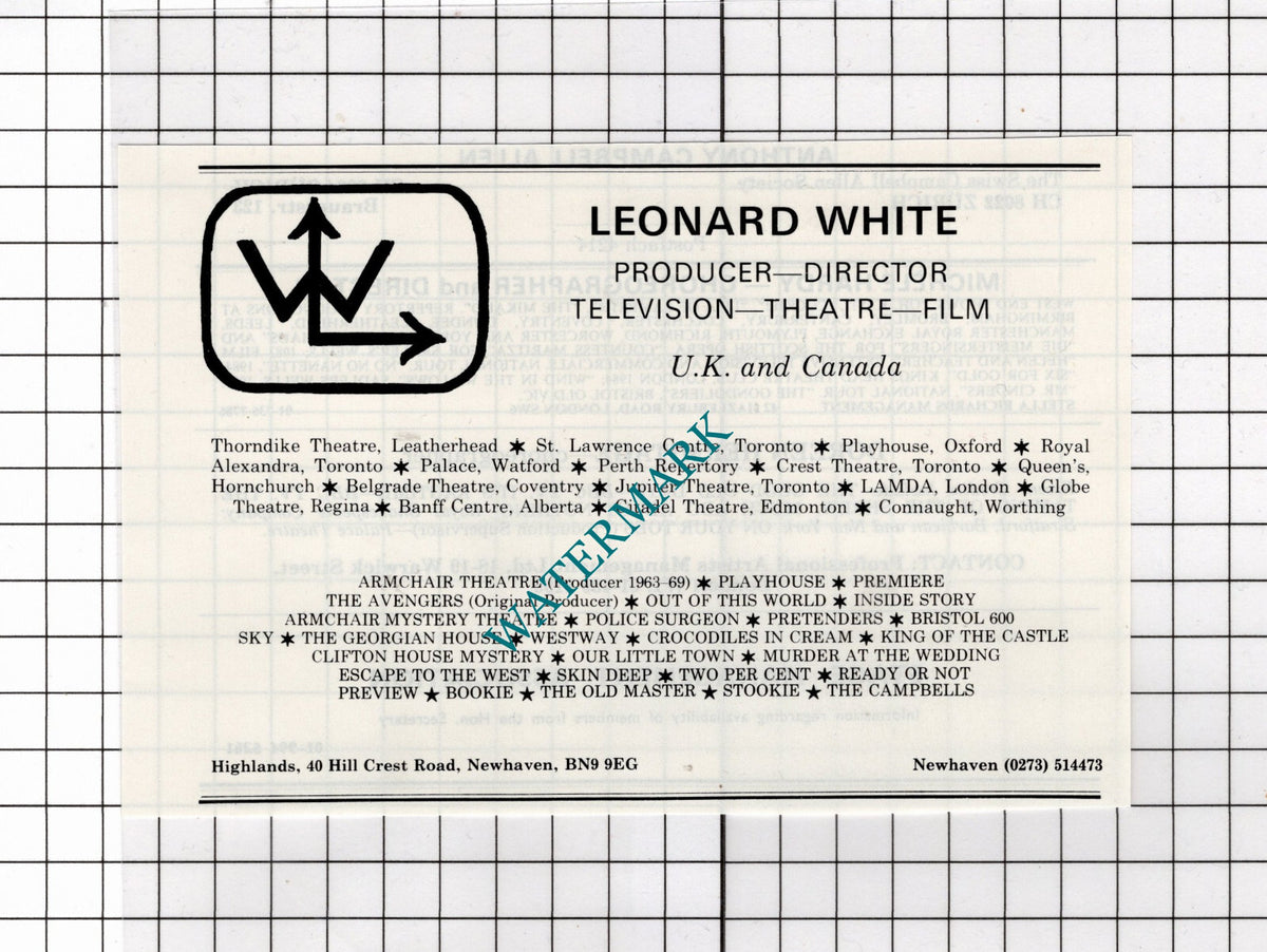 Leonard White Producer Newhaven - 1986 Small Advert