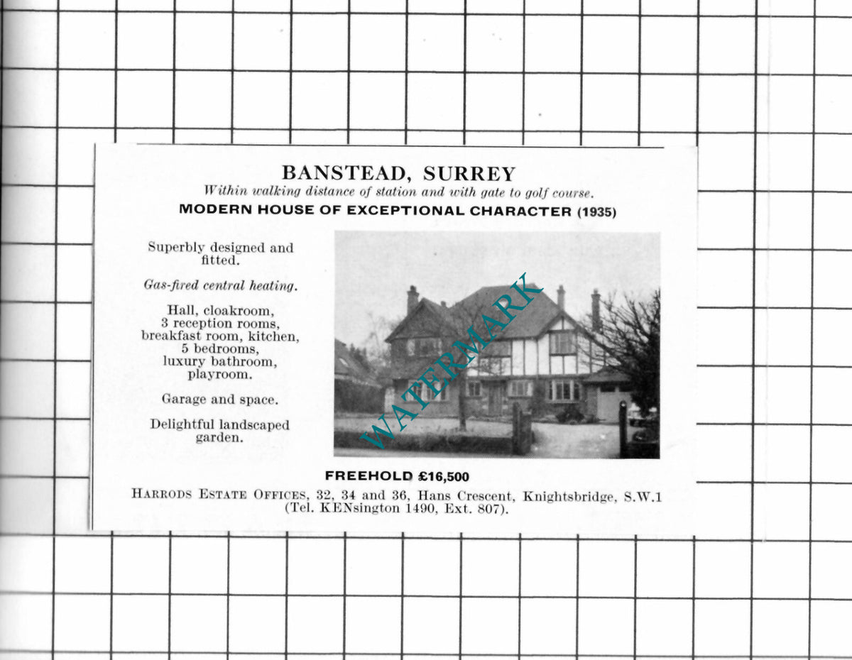 Banstead Surrey Small House Sale Advert - 1967 Clipping