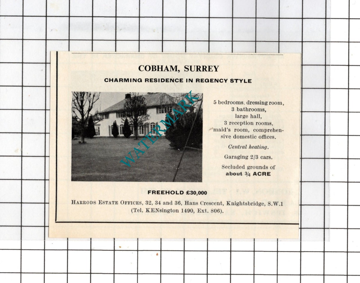 Cobham Surrey Small House Sale Advert - 1967