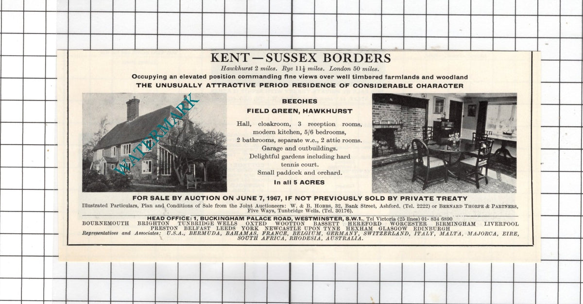 Beeches Field Green Hawkhurst Kent - 1967 House Sale Advert