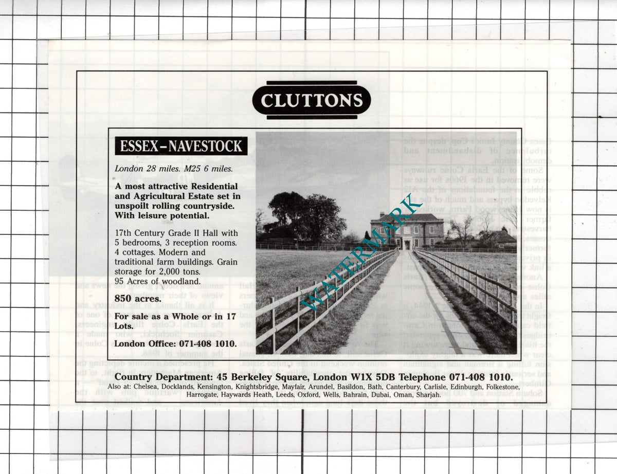 Navestock Essex House Sale Advert - 1990 Cutting