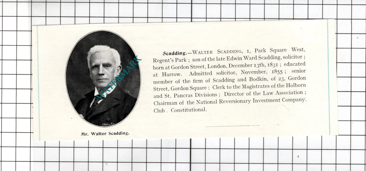 Mr Walter Scadding - c.1905 Clipping