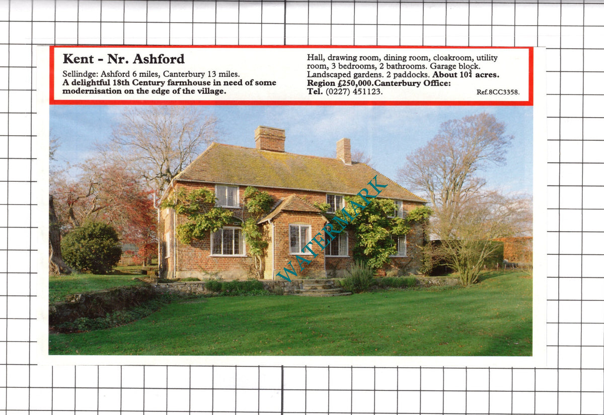 Sellindge Kent Farm House Sale Advert - c.1990 Clipping / Print