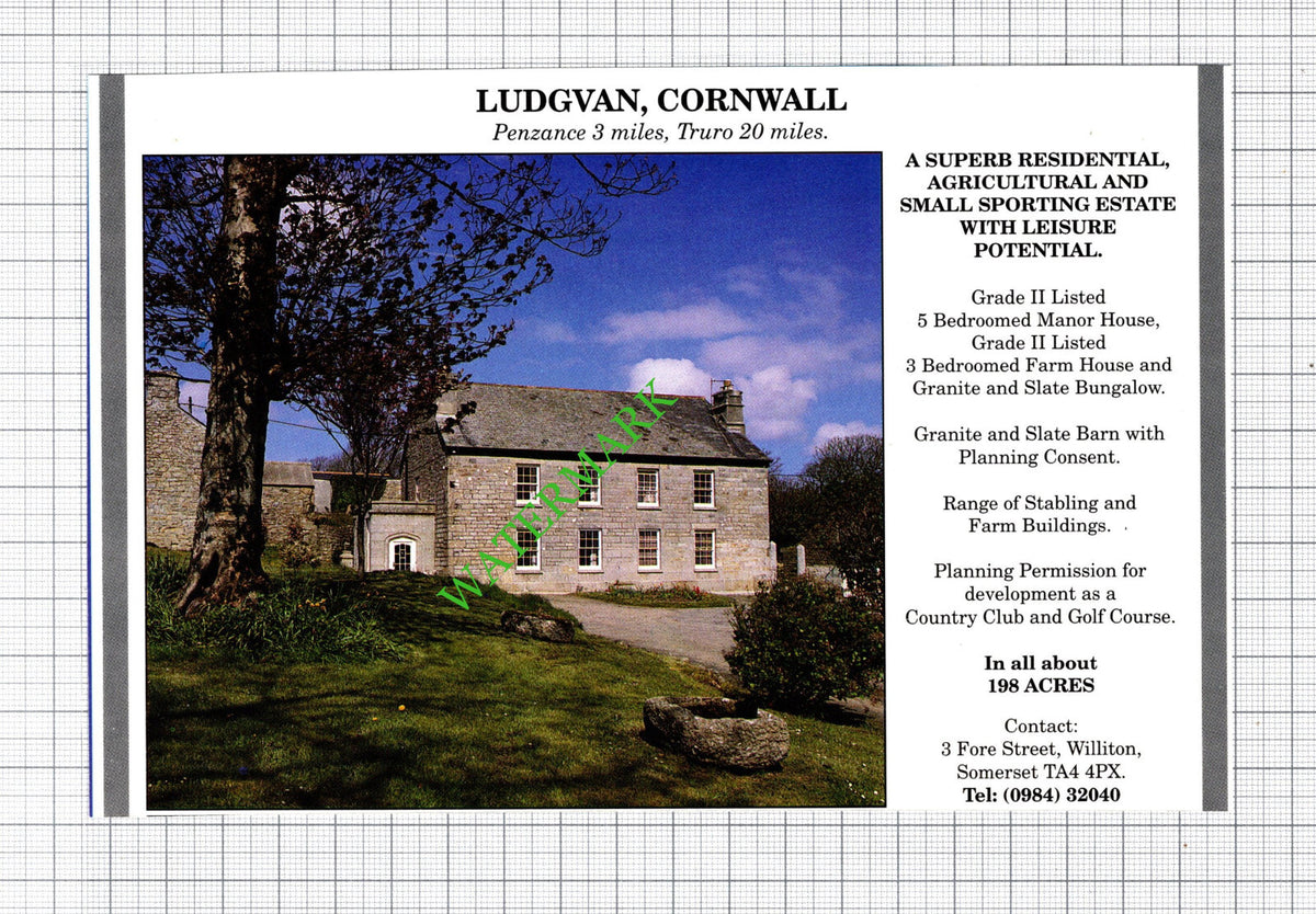 Ludgvan Cornwall House Sale Advert - 1991 Cutting