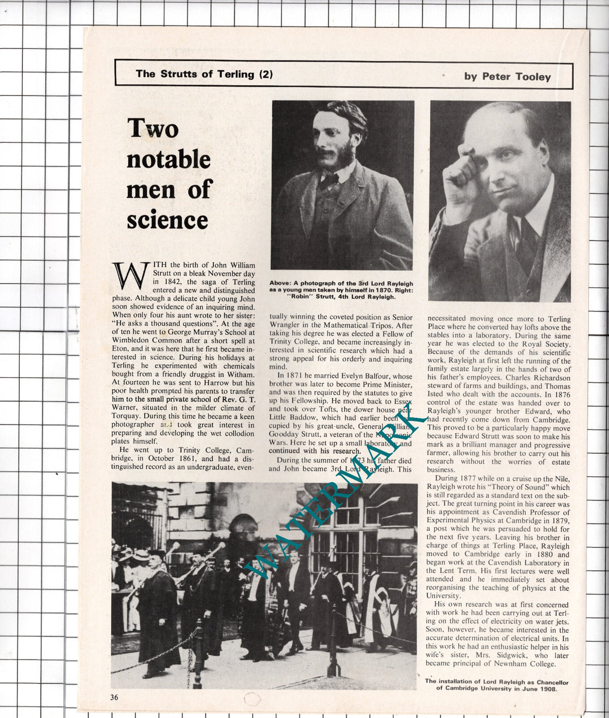 John William Strutt Terling Essex Lord Rayleigh - 1978 Article