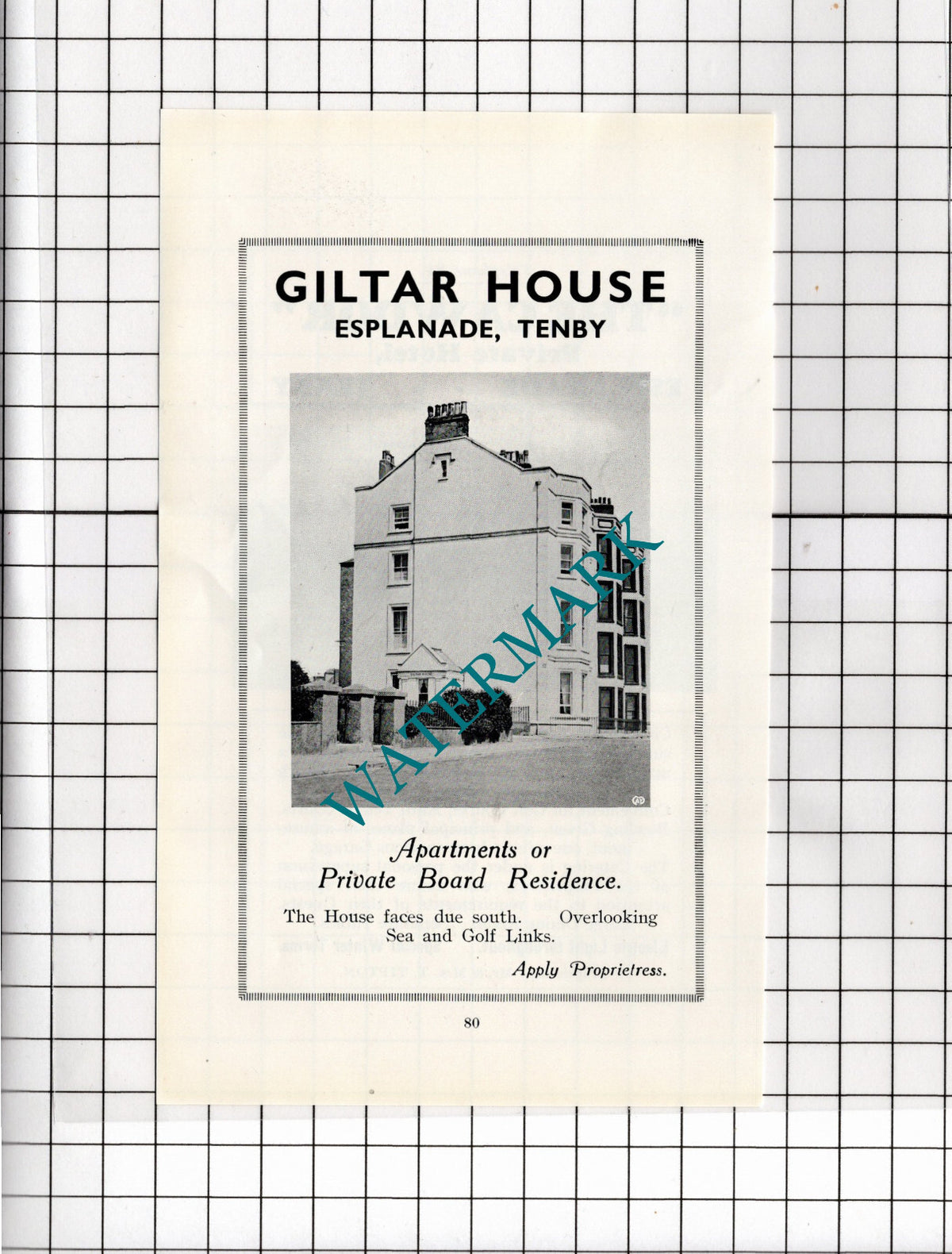 The Cawdor Hotel Tenby Wales Tipton / Giltar House Tenby - 1936 Small Advert