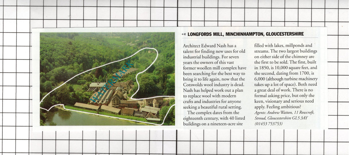 Longfords Mill Minchinhampton Gloucestershire - 1998 Sale Advert