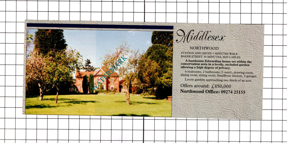 Northwood Middlesex House Sale Advert - 1991 Clipping / Print