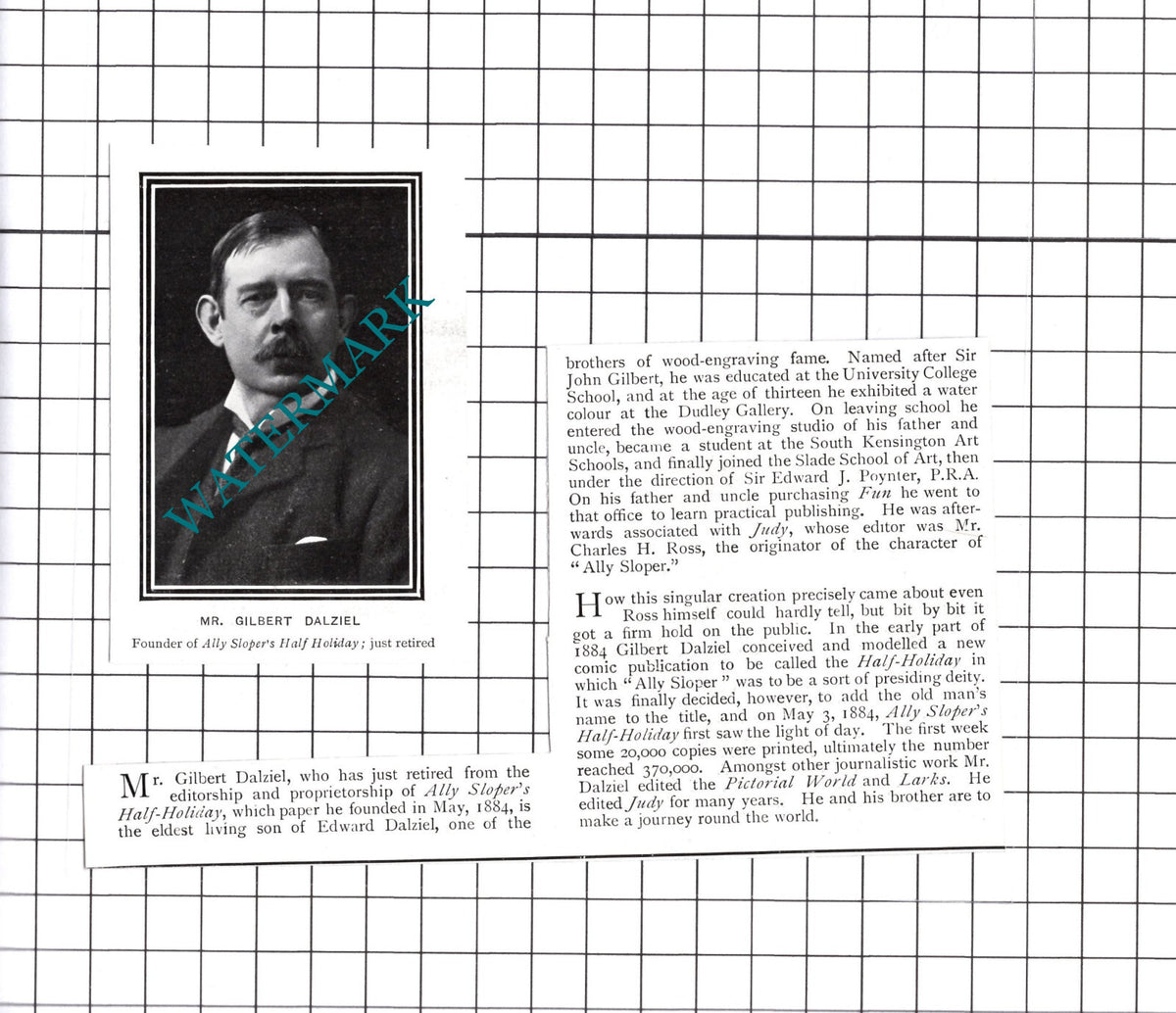 Mr Gilbert Dalziel Ally Sloper - 1903 Small 2-Part Cutting