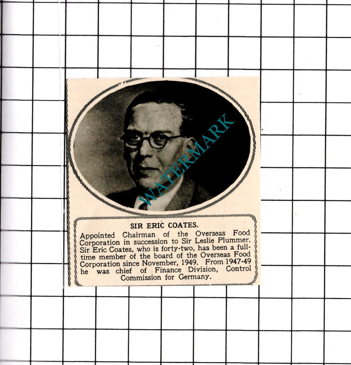 Sir Eric Coates - 1950 SMALL Clipping / Print