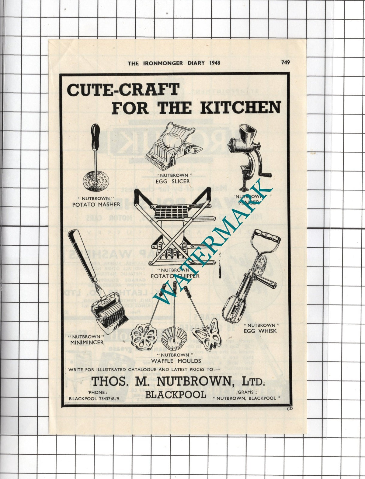 Thomas M Nutbrown Ltd Blackpool England - 1948 Small Advert