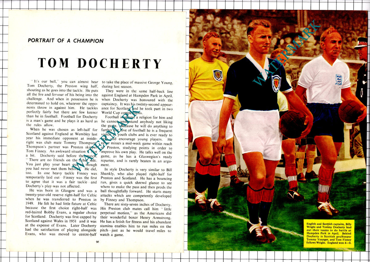 Tom Docherty Preston Football - c.1958 Two-Part Clipping / Print
