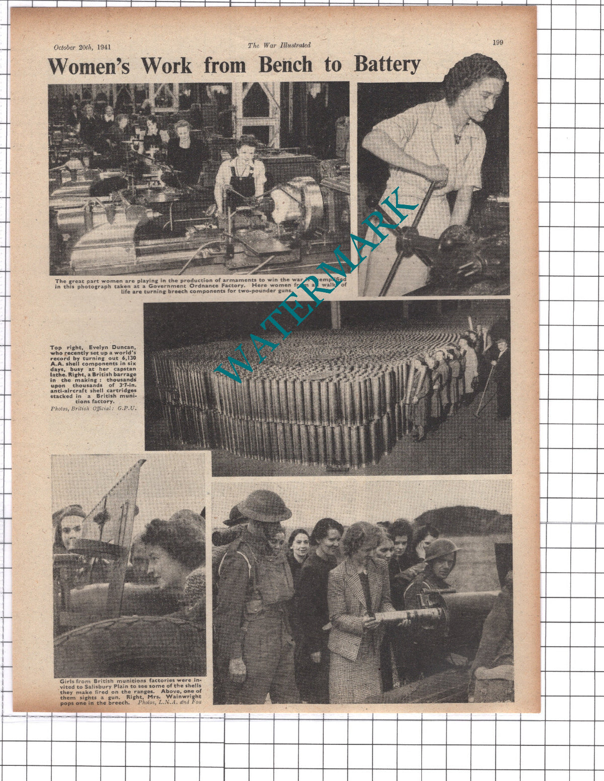 Evelyn Duncan Ordnance Work World War Two WW2 - 1941 Clipping / Print