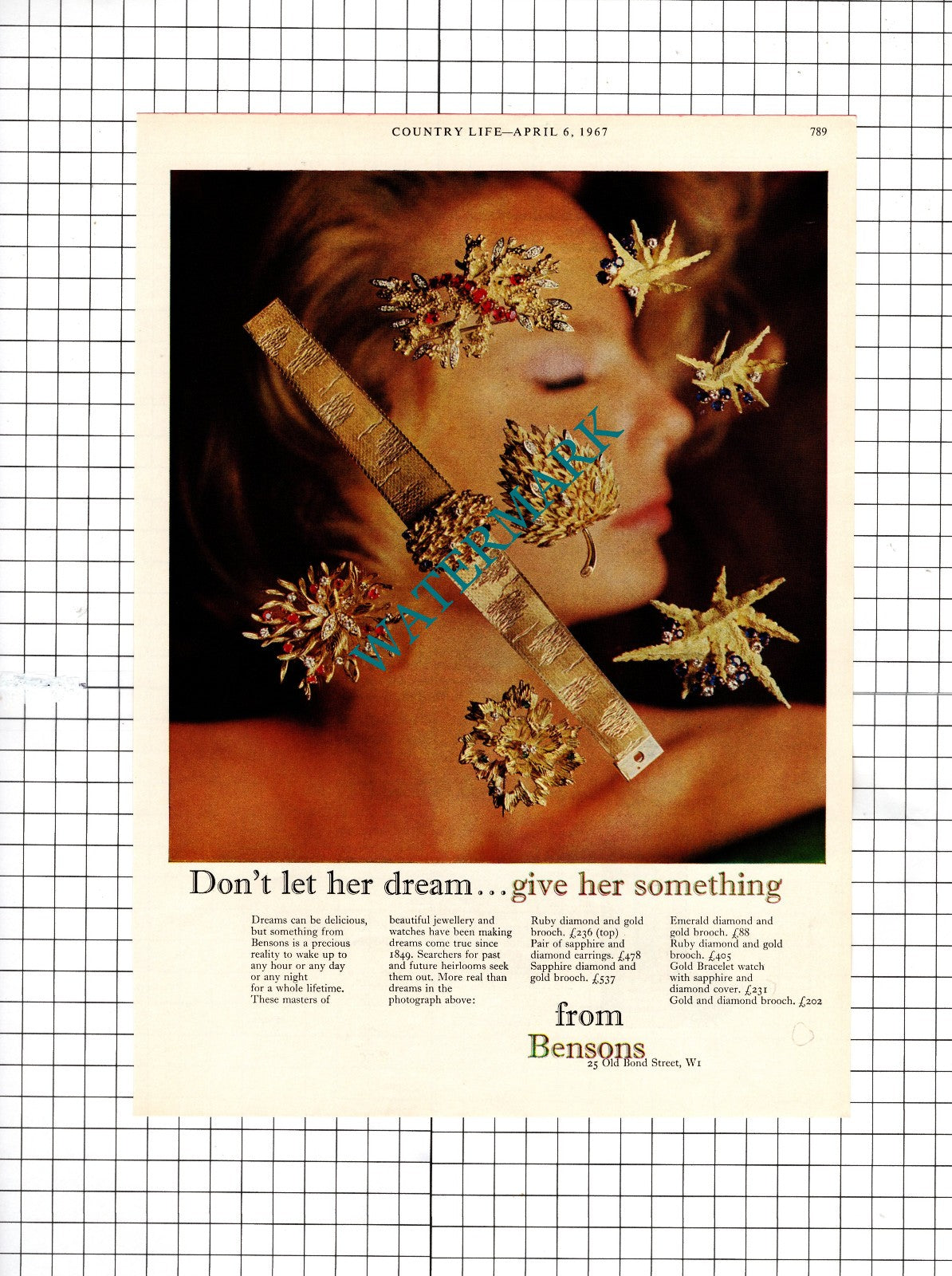 Bensons Old Bond Street London Jewellers Advert - 1967