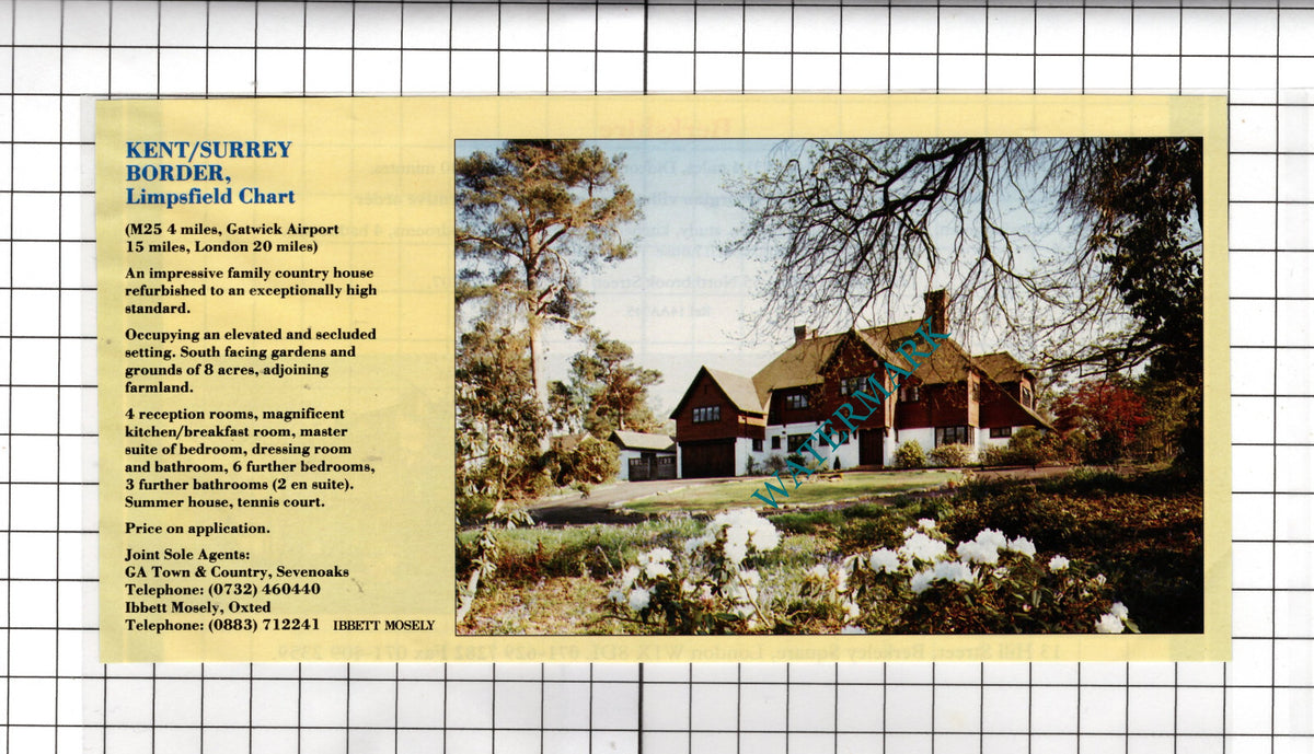 Limpsfield Chart Surrey House Sale Advert - 1991 Cutting