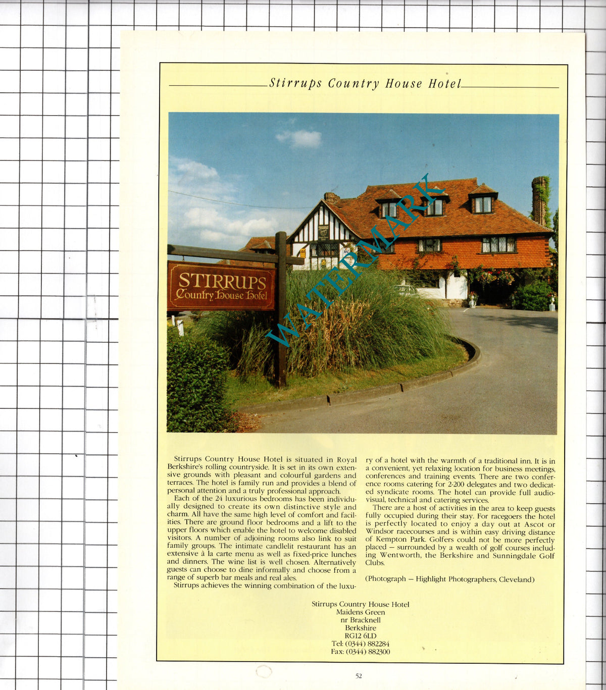 Stirrups Country House Hotel Maidens Green Berkshire Advert - 1995 Cutting