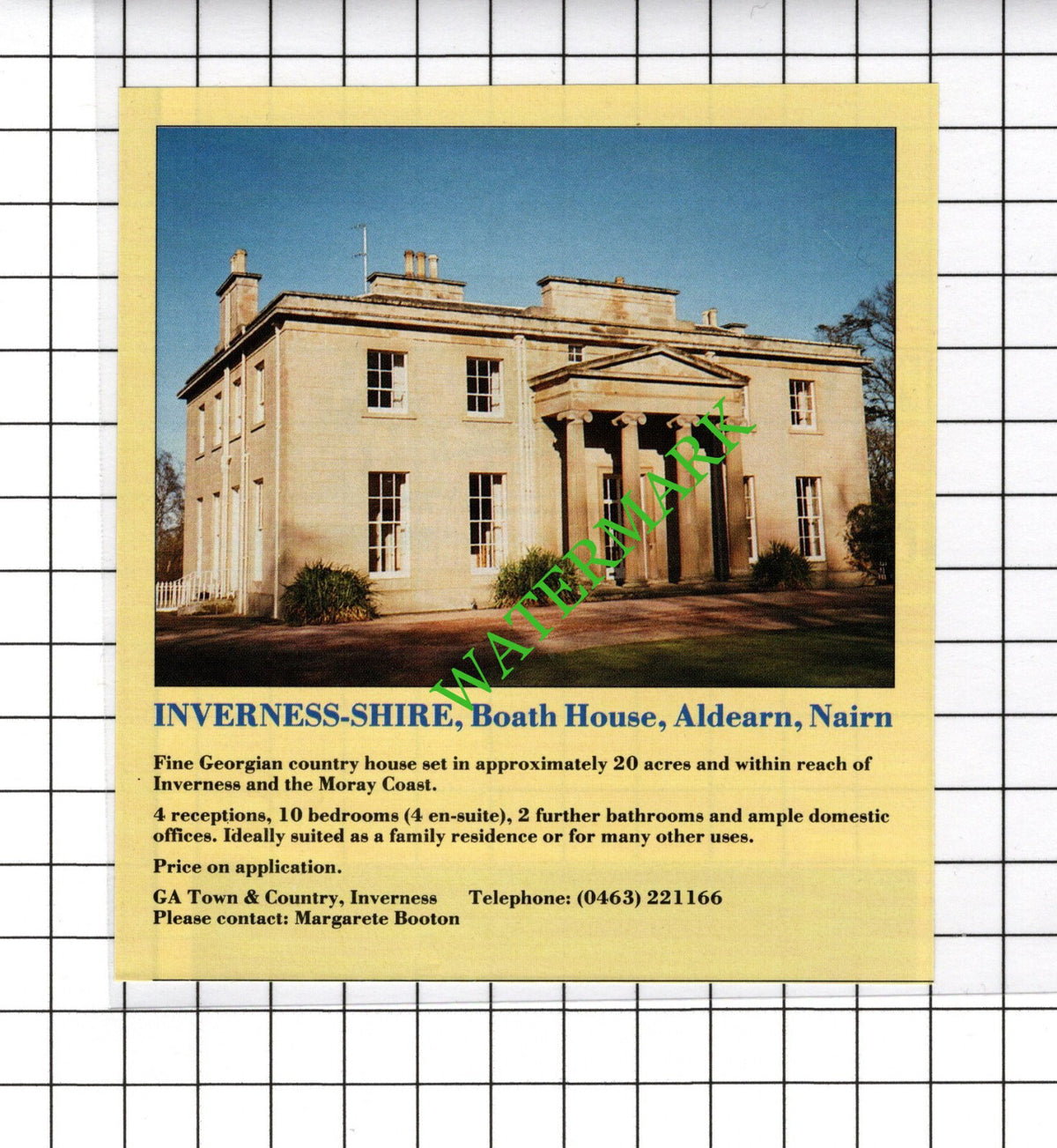 Boath House Aldearn Nairn House Sale Advert - - 1991 Cutting