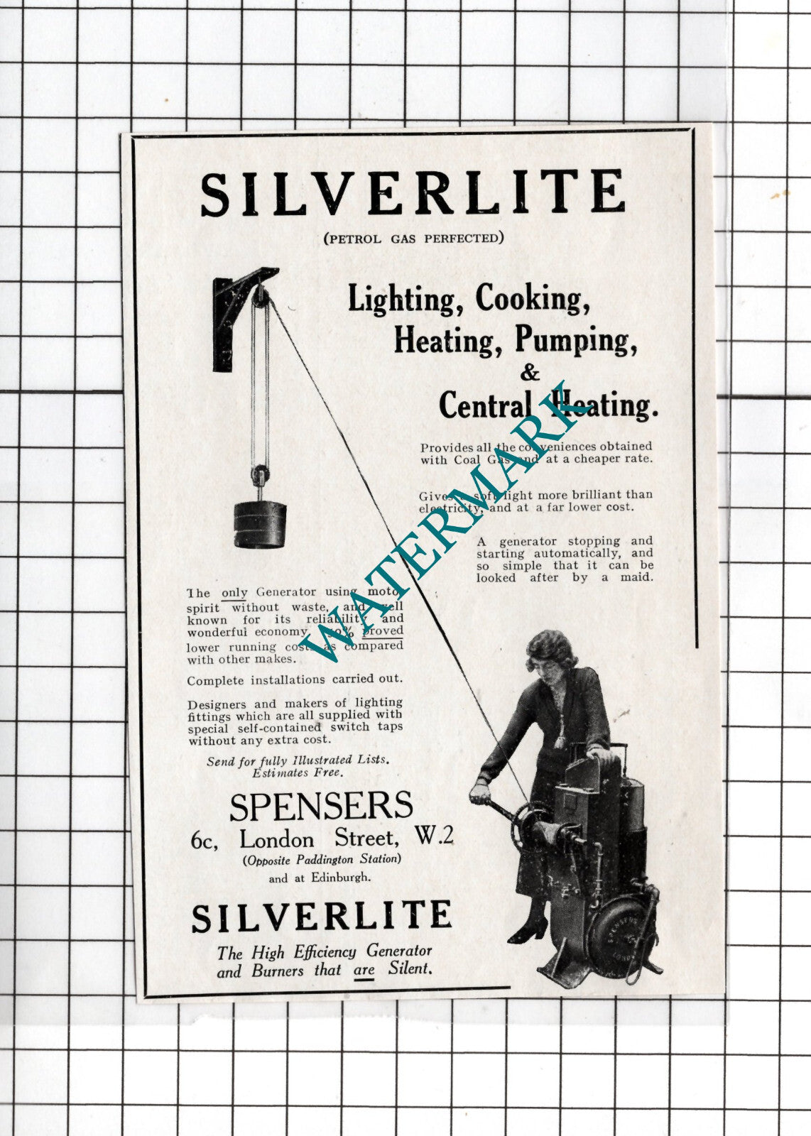 Spensers 6c London Street London Silverlite - 1925 Small Advert