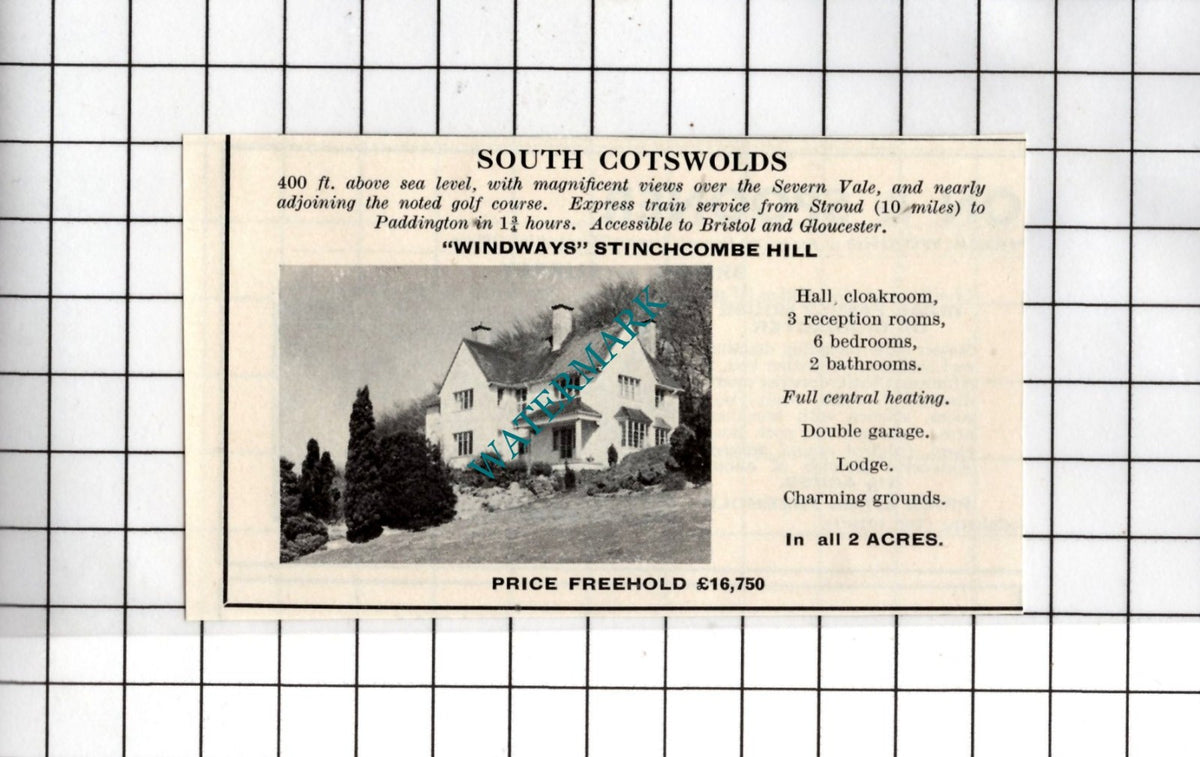 Windways Stinchcombe Hiill Gloucestershire - 1967 SMALL House Sale Advert