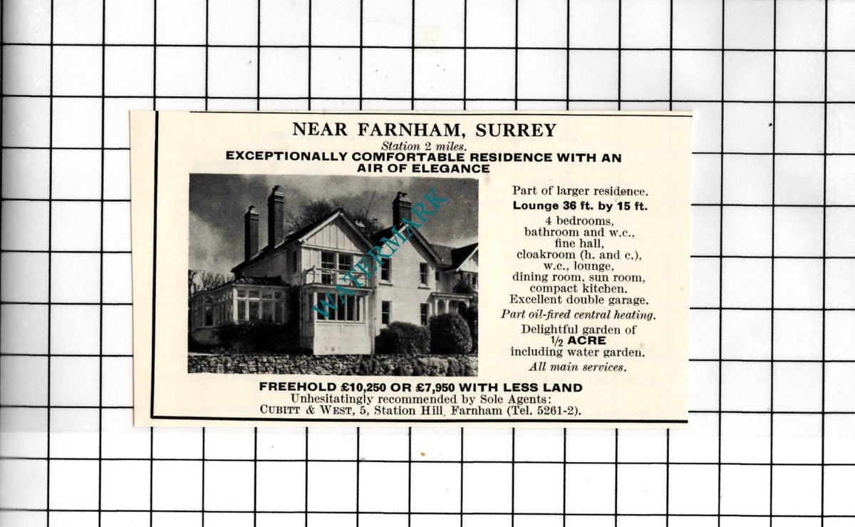 Farnham Surrey - 1967 SMALL House Sale Advert
