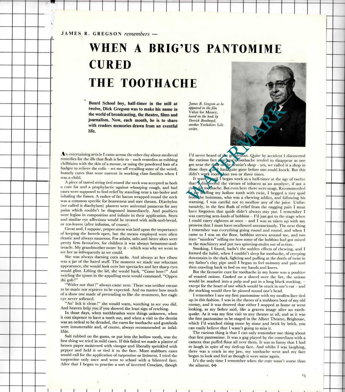 James R Gregson Actor - 1957 Article