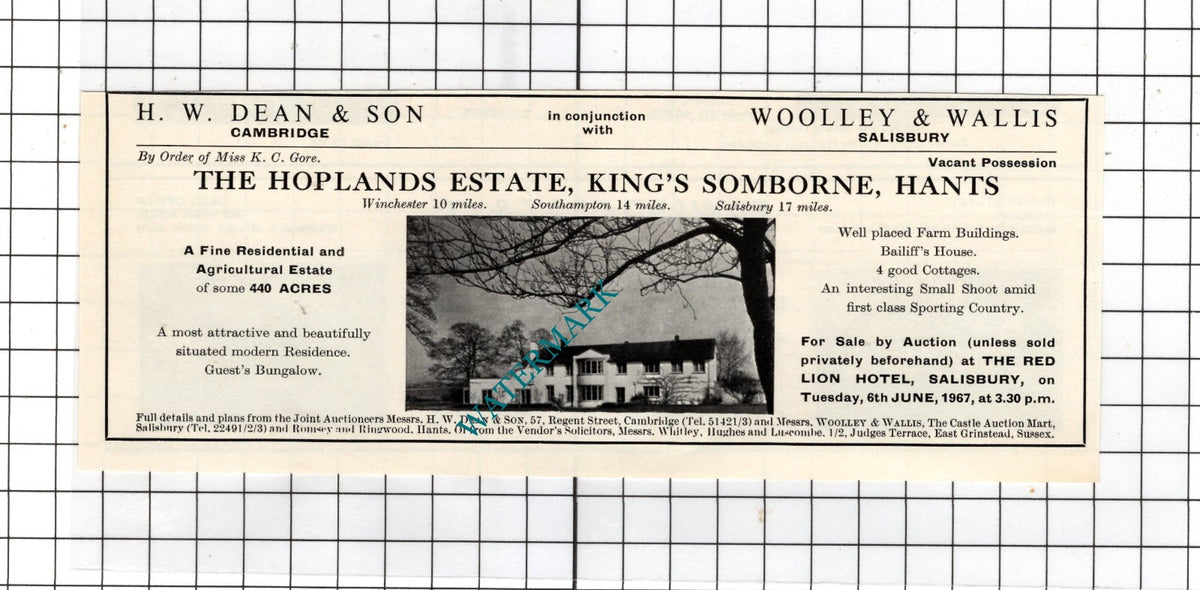 The Hoplands Estate King's Somborne Hampshire - 1967 House Sale Advert