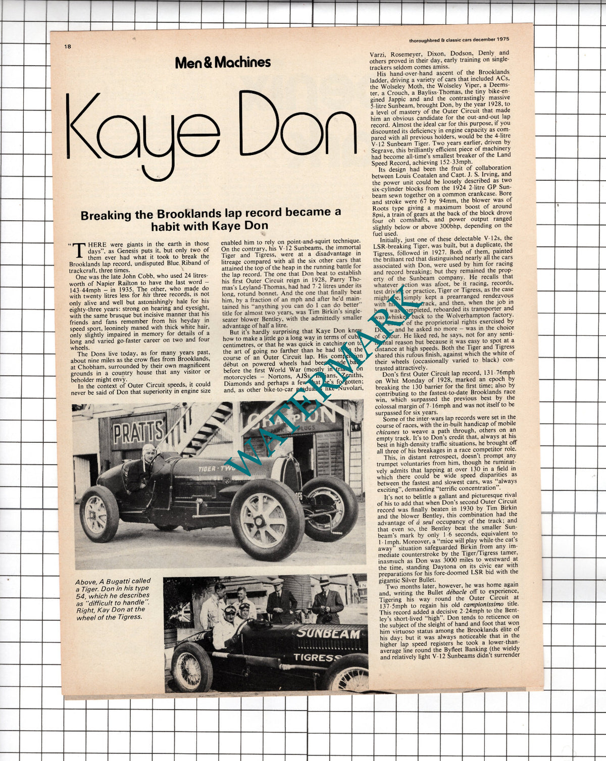 Kaye Don Racing Car Driver - 1973 Article