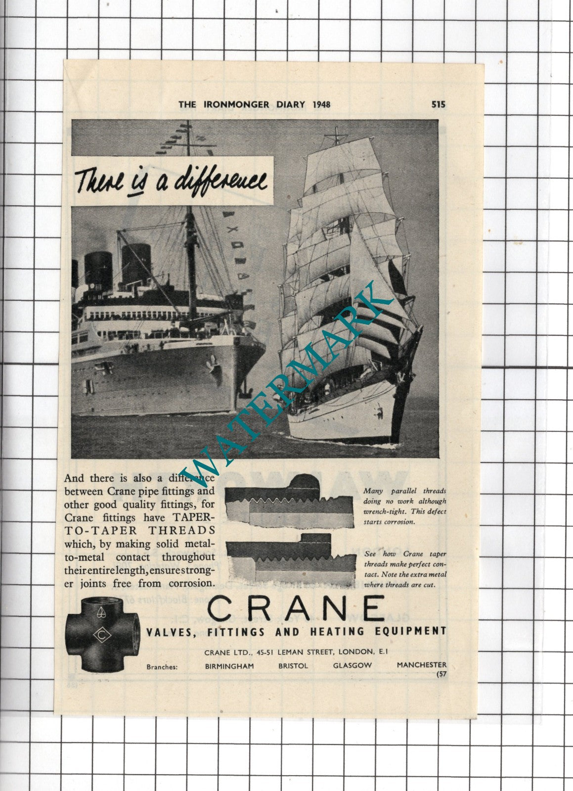 Crane Ltd Leman Street London - 1948 Advert