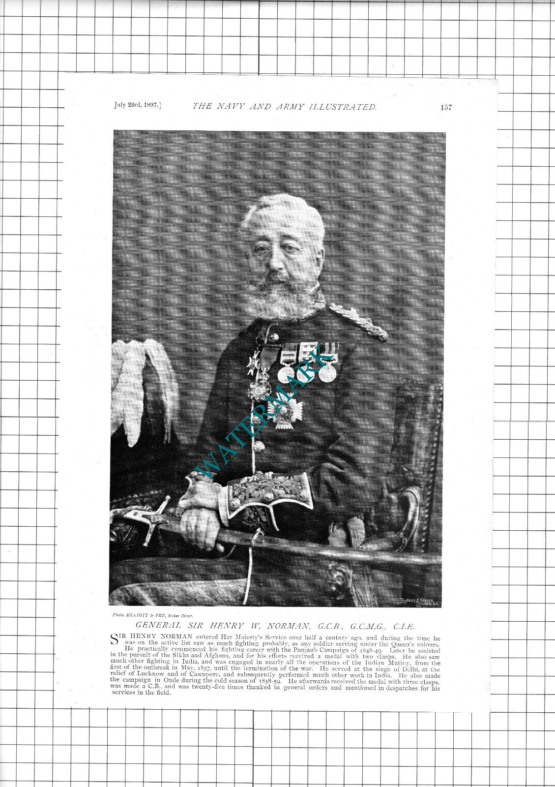 General Sir Henry Norman - 1897 Book Print