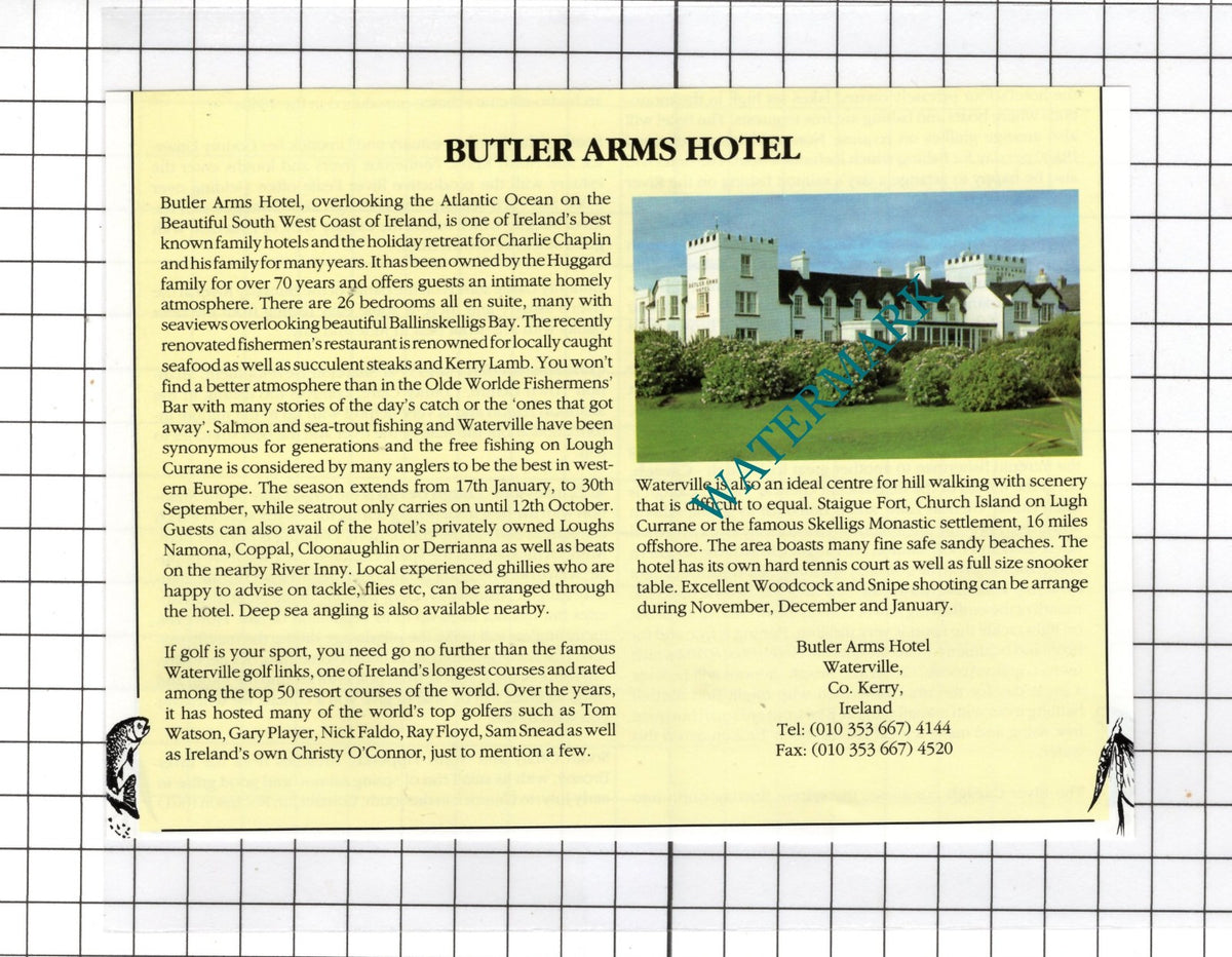 Butler Arms Hotel Waterville Co Kerry Ireland Advert - 1991